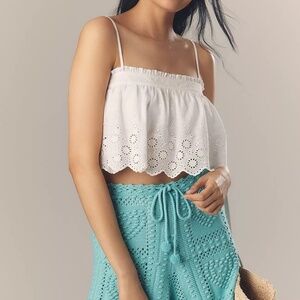 NWT Anthropologie Farm Rio Crochet Tie Teal Summer Shorts M